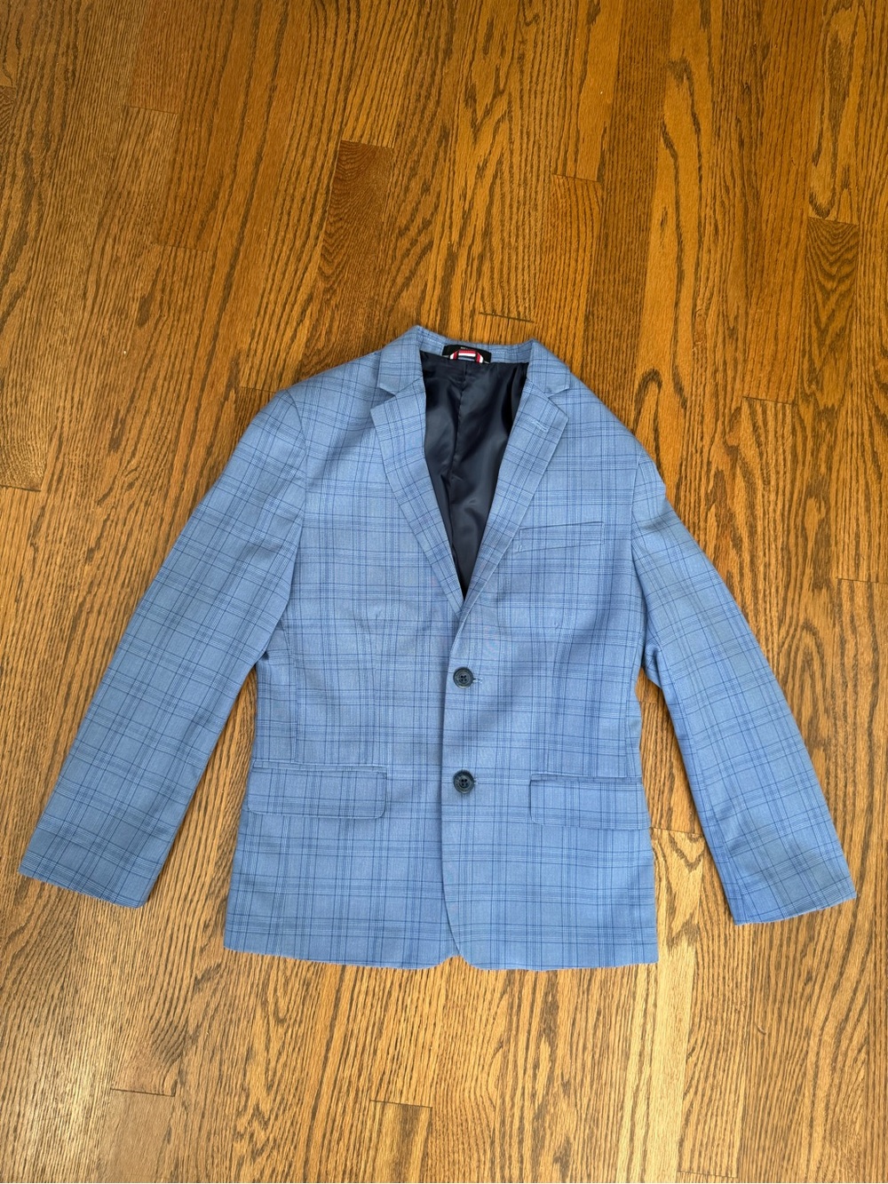 Size 10 Youth Tommy Hilfiger THFLEX Tailored To Move Blue Plaid Suit Blazer Coat